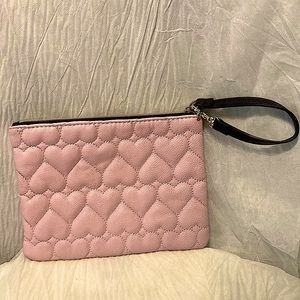 New Betsey Johnson xoxo pink heart clutch